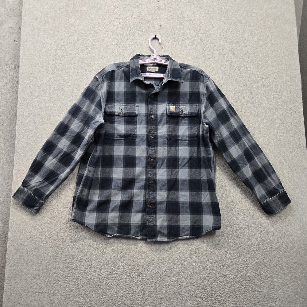 Carhartt Men Button Up Shirt L REGULAR Blue Plaid 103822 437 Flannel Shirt